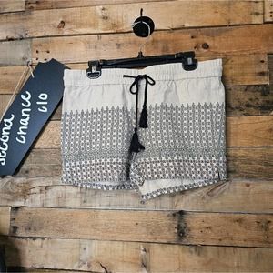 Ann Taylor Loft women's boho drawstring beaded linen shorts size medium